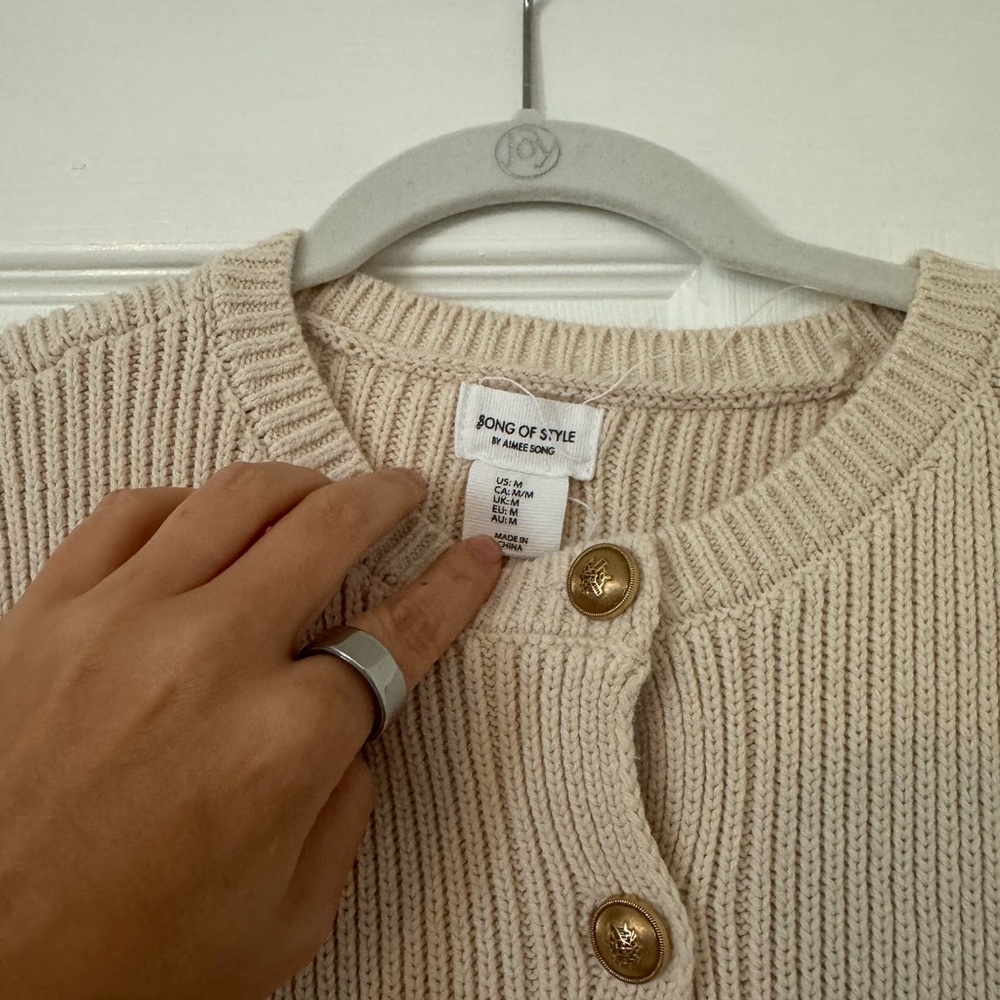 Song of Style Beige Cardigan with Gold Buttons